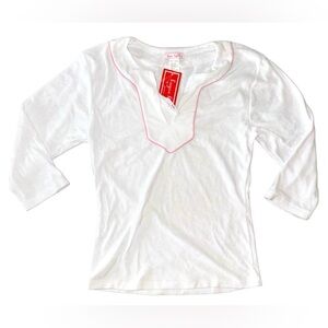 Kayce Hughes White Terry Cloth Long Sleeve Pullover Coverup